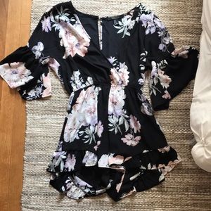 Black floral romper